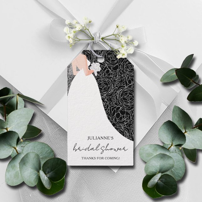 Öka Möhippans svarta fördel Presentetikett (Bride to Be on Black and White  Bridal Shower Favor Gift Tags)