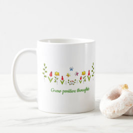 Öka positiva tankar blommor Minimalistisk Cute Kaffemugg