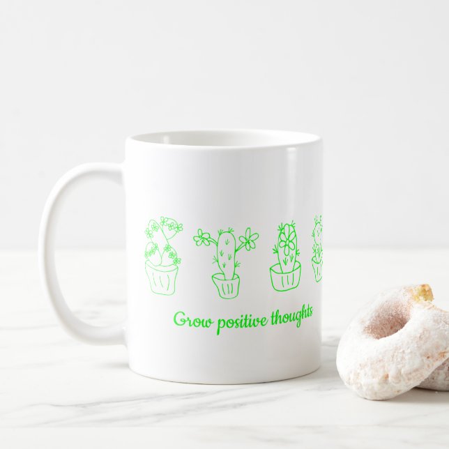 Öka positiva tankar blommor Minimalistisk Cute Kaffemugg (Med munk)
