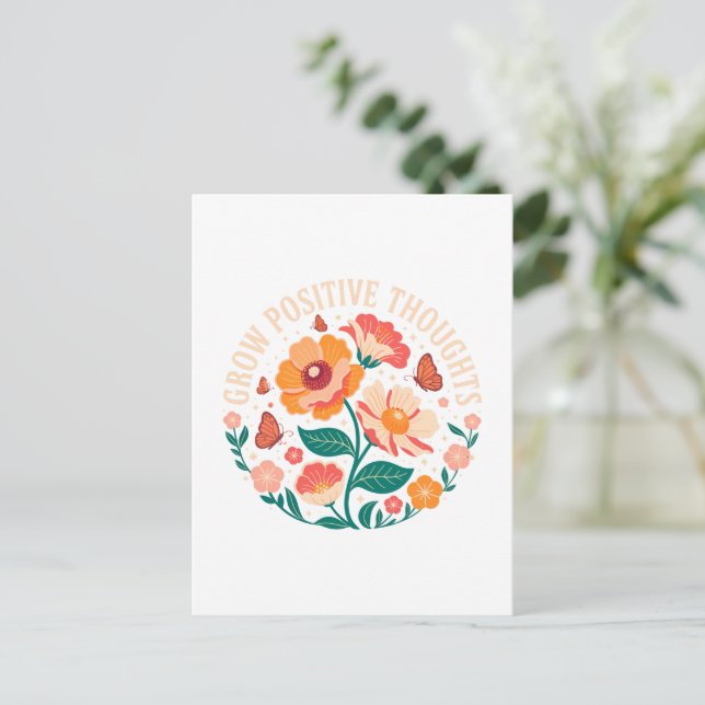 Öka positiva tankar - inspirationell Blommigt (5) Vykort (Stående Fram)