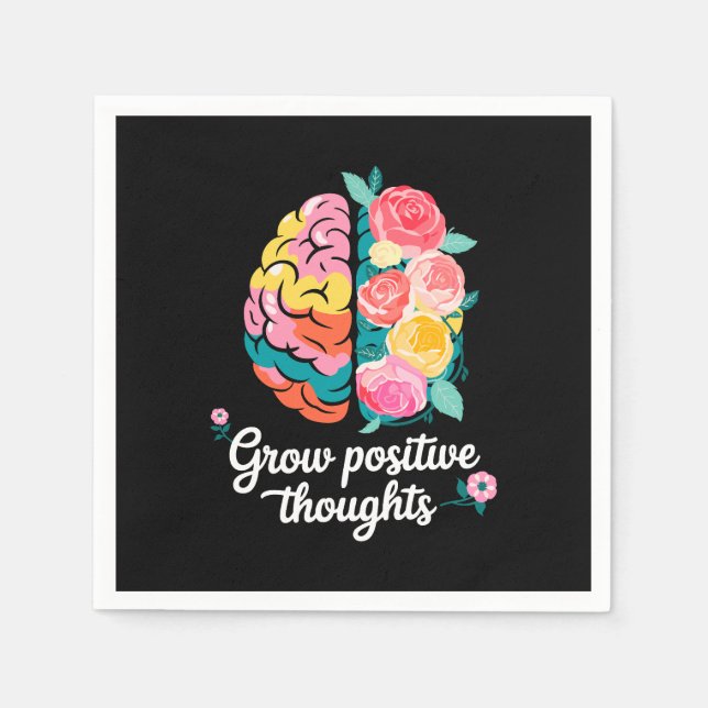 Öka positiva tankar - inspirerande Blommigt Pappersservett (Framsidan)