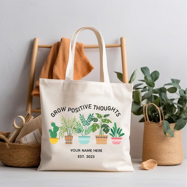 Öka positiva tankar, ökad medvetenhet om psykisk h tygkasse (Grow Positive Thoughts, Mental Health Awareness Tote Bag)