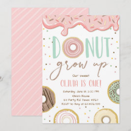 Öka Rosa Doughnut Girl Födelsedagsfest Inbjudningar