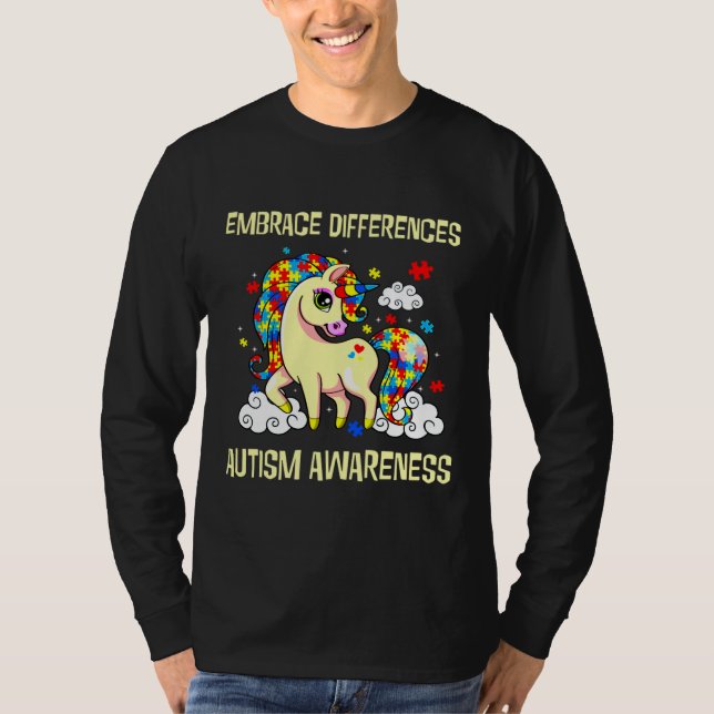 Öka skillnaderna Autism Awareness Unicorn T Shirt (Framsida)