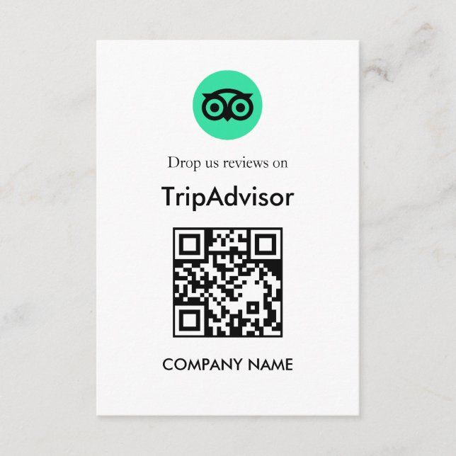 Öka Tripadvisor-recensioner QR-feedbackskort Tilläggskort (Framsida)