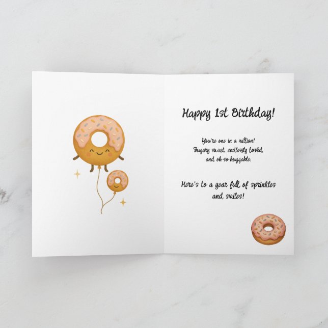 Öka upp Cute Pastel Donut Birthday Card Helgkort (Inuti)