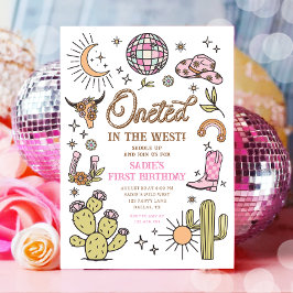 Ökad i Väster Disco Cowgirl Första födelsedagen Inbjudningar