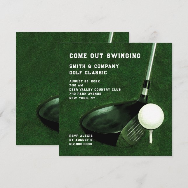 Ökad inbjudan till Golf-temat (Fram/baksida)