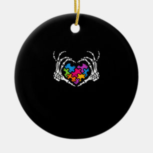 Ökad känslighet är Skeleton Hand Heart Puzzle Pi. Julgransprydnad Keramik