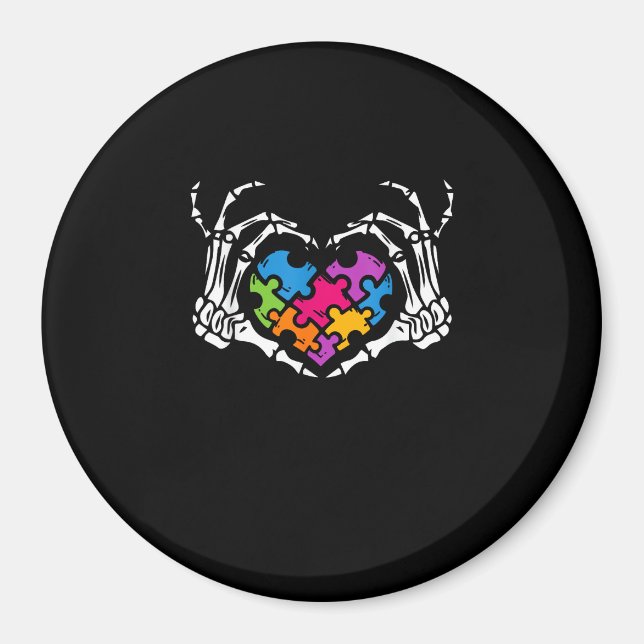 Ökad känslighet är Skeleton Hand Heart Puzzle Pi. Magnet (Framsidan)