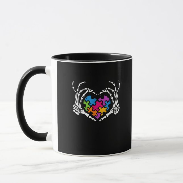 Ökad känslighet är Skeleton Hand Heart Puzzle Pi. Mugg (Vänster)