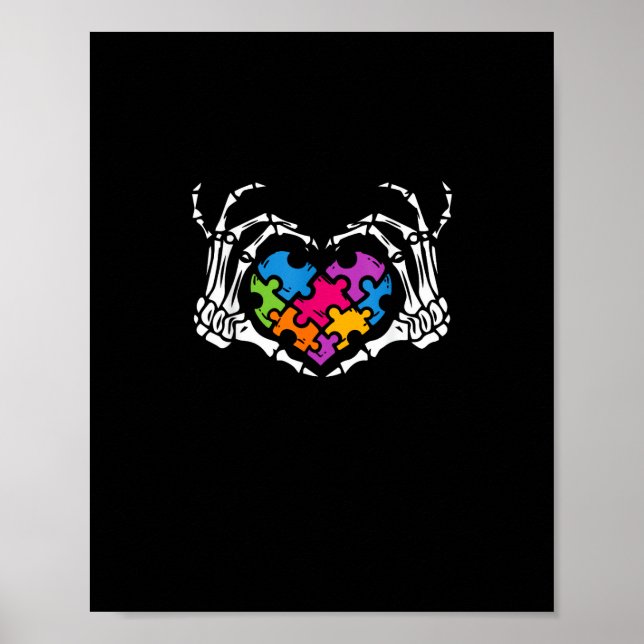 Ökad känslighet är Skeleton Hand Heart Puzzle Pi. Poster (Framsidan)