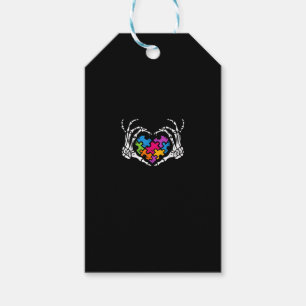 Ökad känslighet är Skeleton Hand Heart Puzzle Pi. Presentetikett
