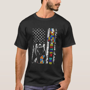 Ökad medvetenhet hos amerikanska Flagga Autism Pap T Shirt