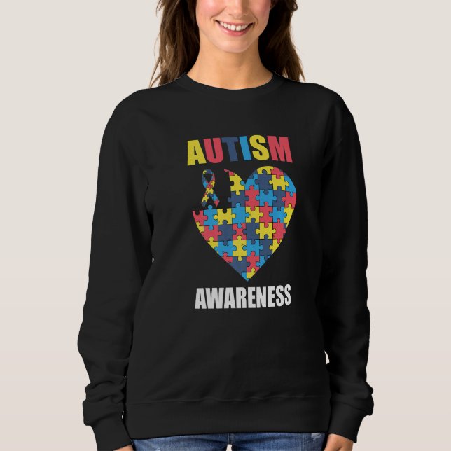 Ökad medvetenhet hos kvinnor Heart-stöd Autism Mo T Shirt (Framsida)