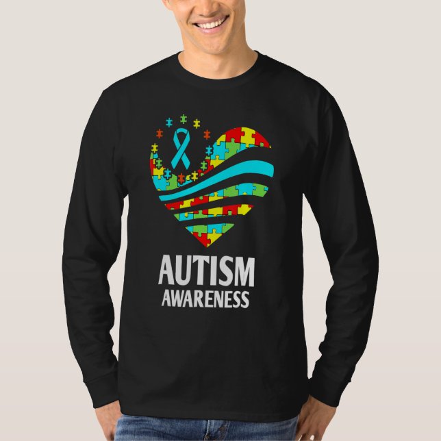 Ökad medvetenhet hos kvinnor Heart-stöd Autism Mo T Shirt (Framsida)
