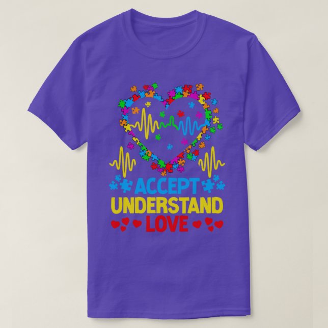 Ökad medvetenhet om autism Acceptera Kärlek ASD1 T Shirt (Design framsida)