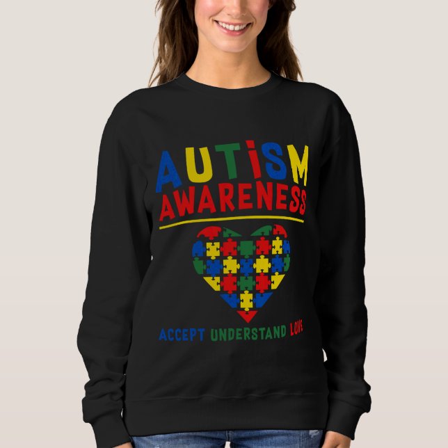Ökad medvetenhet om autism Acceptera Uncerstand Kä T Shirt (Framsida)