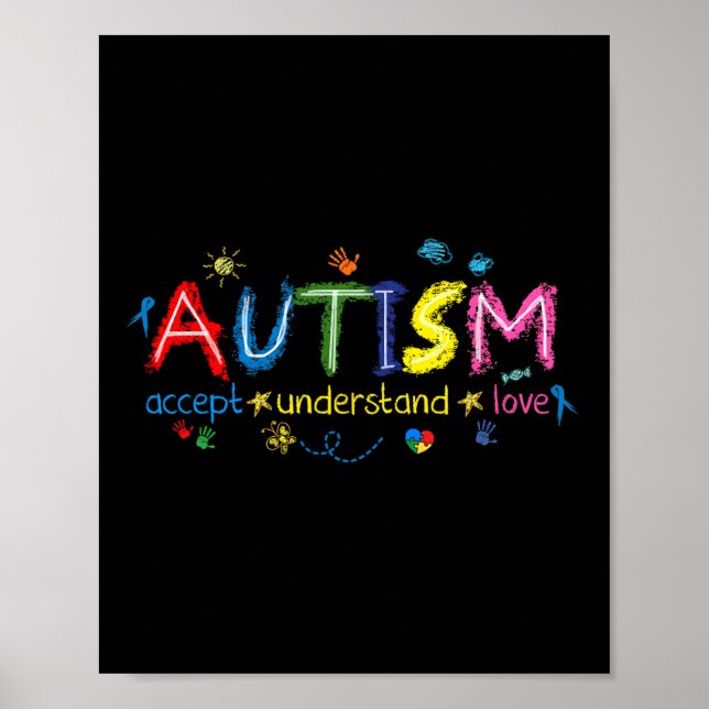 Ökad medvetenhet om autism accepterade att förstå  poster (Framsidan)