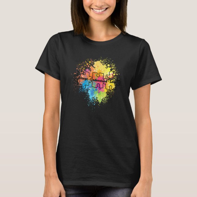 Ökad medvetenhet om autism accepterade Kärlek Supp T Shirt (Framsida)