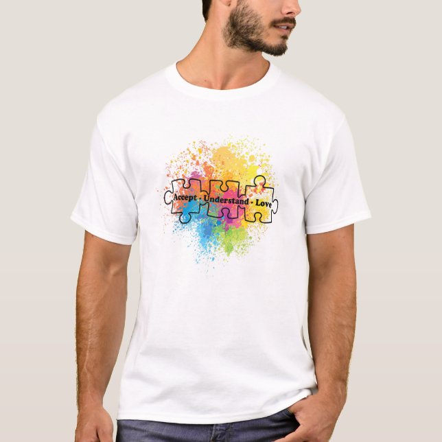 Ökad medvetenhet om autism accepterade Kärlek Supp T Shirt (Framsida)