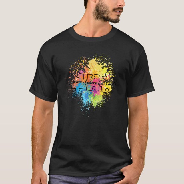 Ökad medvetenhet om autism accepterade Kärlek Supp T Shirt (Framsida)