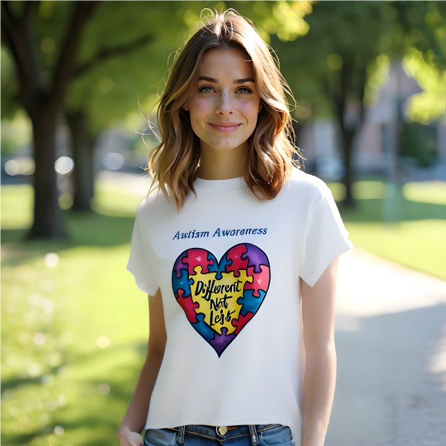 Ökad medvetenhet om autism "annorlunda, inte mindr t shirt (Autism Awareness T-Shirt.  'Different Not Less')