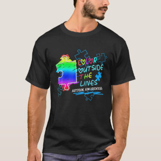 Ökad medvetenhet om autism Färg utanför Linjer T Shirt