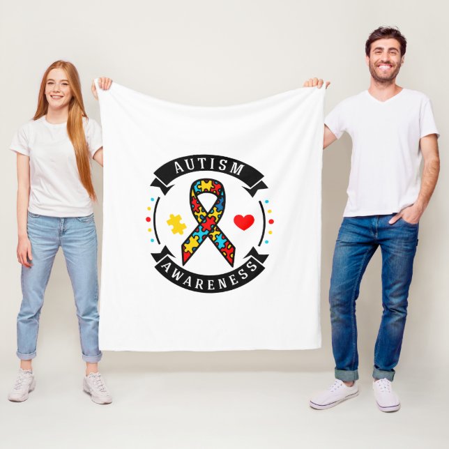 Ökad medvetenhet om autism - Fleece Blanket, 60" x (På plats)