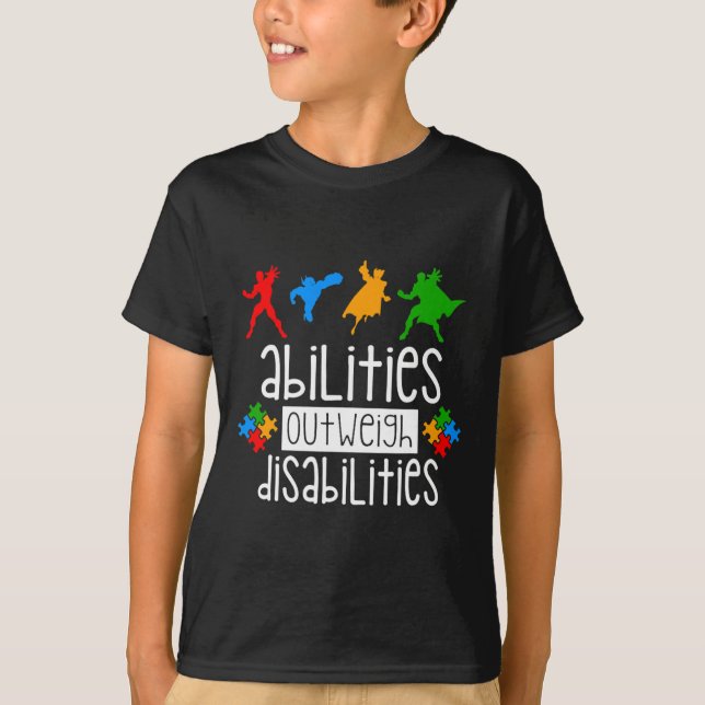 Ökad medvetenhet om autism - funktionshinder t shirt (Framsida)