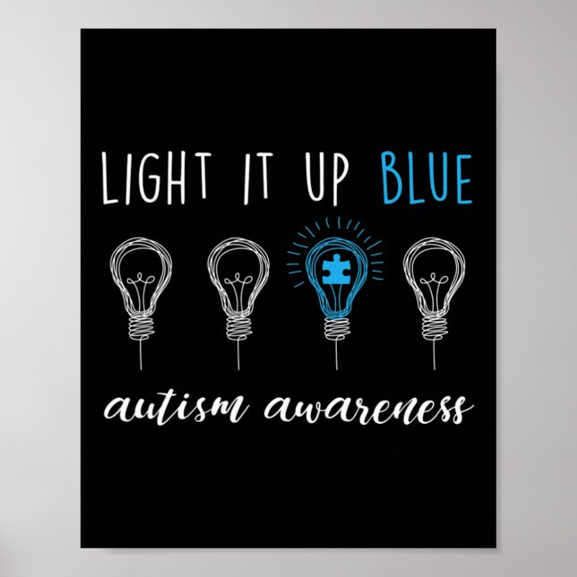 Ökad medvetenhet om Autism Ljusar upp blått 1 Poster (Framsidan)
