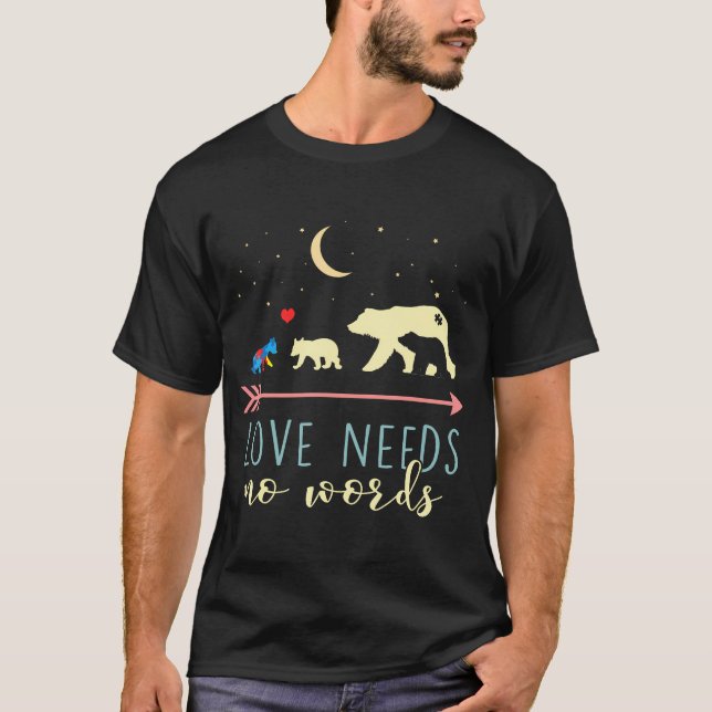 Ökad medvetenhet om autism - Mamma Bear Kärlek beh T Shirt (Framsida)