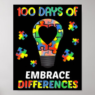Ökad medvetenhet om autism Skillnader 100 dagar av Poster