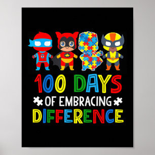 Ökad medvetenhet om autism Skillnader 100 dagar av Poster