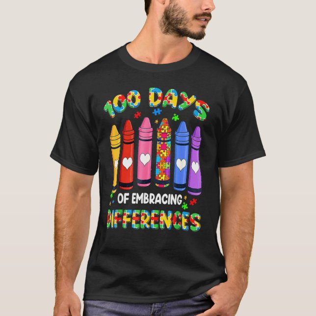 Ökad medvetenhet om autism Skillnader 100 dagar av T Shirt (Framsida)