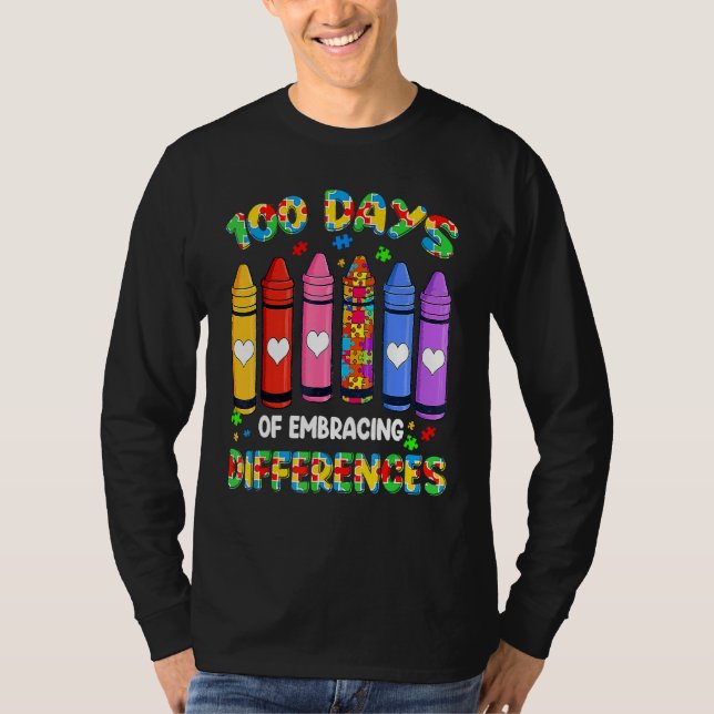 Ökad medvetenhet om autism Skillnader 100 dagar av T Shirt (Framsida)