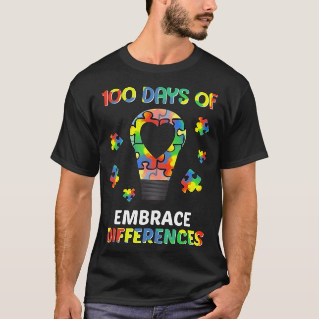 Ökad medvetenhet om autism Skillnader 100 dagar av T Shirt (Framsida)