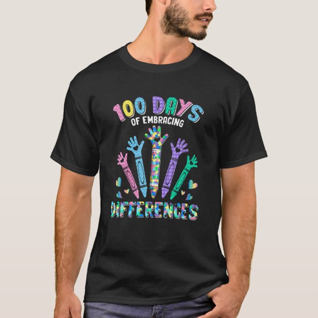 Ökad medvetenhet om autism Skillnader 100 dagar av T Shirt (Framsida)