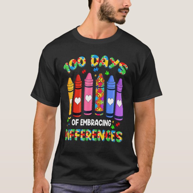 Ökad medvetenhet om autism Skillnader 100 dagar av T Shirt (Framsida)