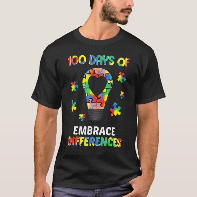 Ökad medvetenhet om autism Skillnader 100 dagar av T Shirt (Framsida)