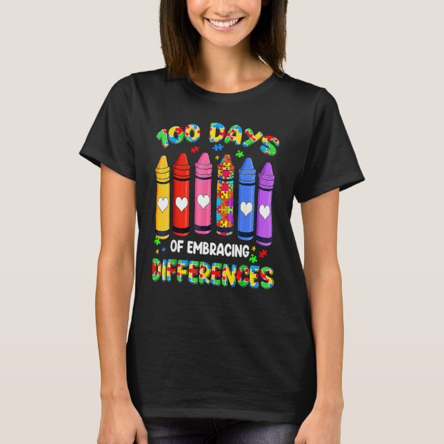 Ökad medvetenhet om autism Skillnader 100 dagar av T Shirt (Framsida)