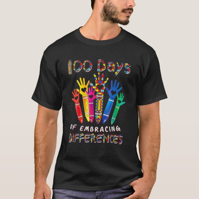 Ökad medvetenhet om autism Skillnader 100 dagar Sc T Shirt (Framsida)