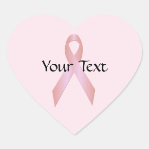 Ökad medvetenhet om bröstcancer Ribbon Heart Stick Hjärtformat Klistermärke