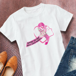 Ökad medvetenhet om bröstcancer Ribbon Heart Trött T Shirt