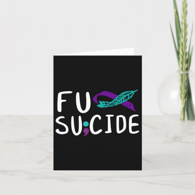 Ökad medvetenhet om Fu Suicide Prevention Ribbon ä Kort (Framsida)