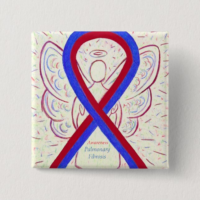 Ökad medvetenhet om lungfibros Ribbon Angel Stift Knapp (Framsida)