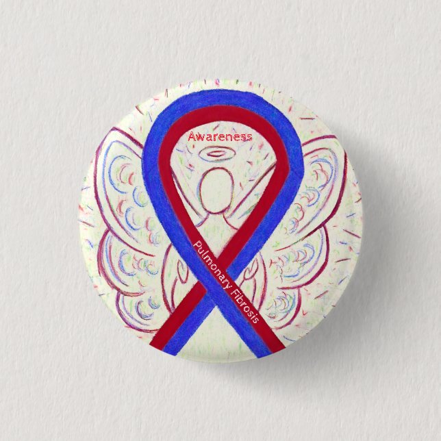 Ökad medvetenhet om lungfibros Ribbon Angel Stift Knapp (Framsida)