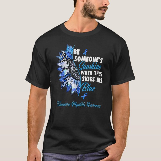 Ökad medvetenhet om Myelitis Awareness Blue Ribbon T Shirt (Framsida)