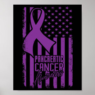Ökad medvetenhet om pankreascancer amerikansk Flag Poster