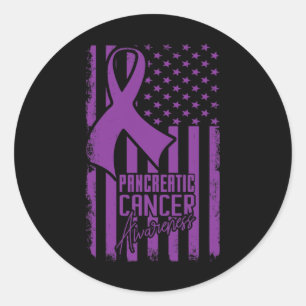 Ökad medvetenhet om pankreascancer amerikansk Flag Runt Klistermärke
